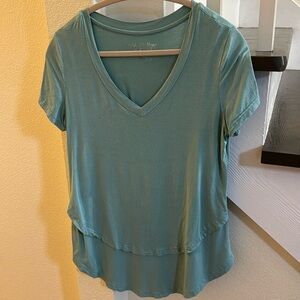 Latched Mama V- neck boyfriend t shirt in light teal